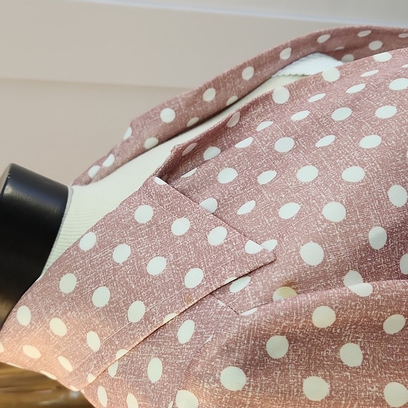 Vintage handmade pant set mauve and white polka dots dagger collar - Picture 8 of 13